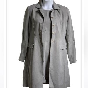 David Bijoux 2pcs women 10 Grey dress and buttons jacket long slvs business set.